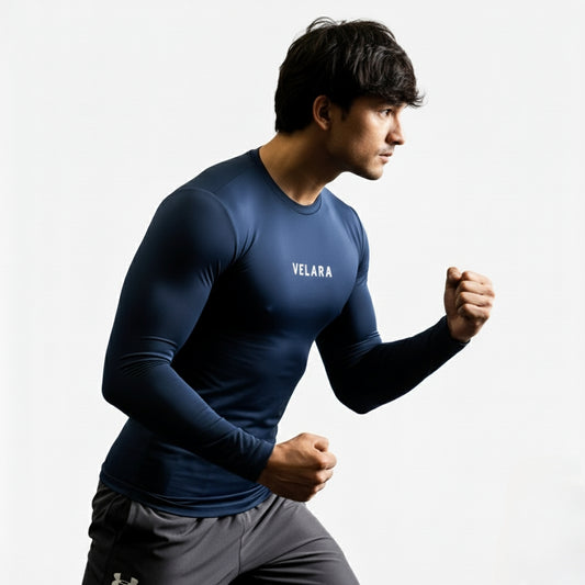 full-sleeves compression tshirt navy blue
