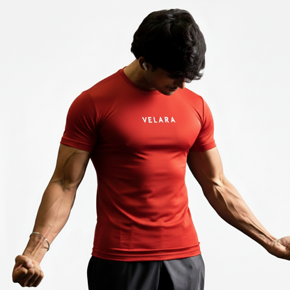 Red Half Sleeves Compression Wear