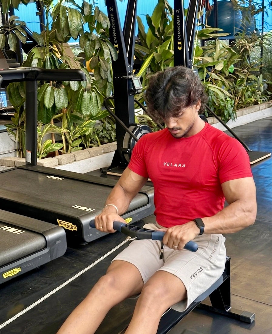 Red Half Sleeves Compression Wear