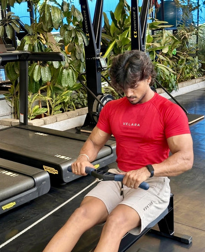 Red Half Sleeves Compression Wear