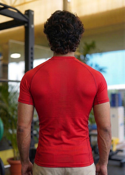 Red Half Sleeves Compression Wear